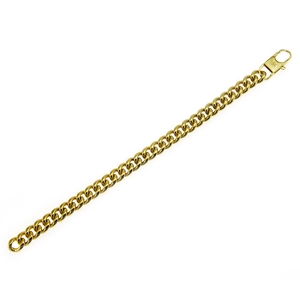 Bracelet cubain 9mm en acier inoxydable plaqué or 18K avec fermoir mousqueton