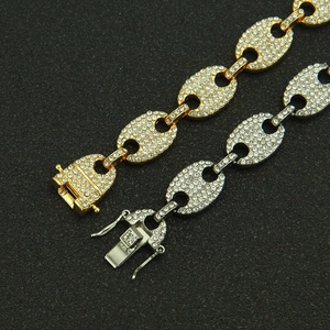 Hip Hop Kaffeebohnen Armband mit Zirkonia Steinen in Gold und Silber Ausführung