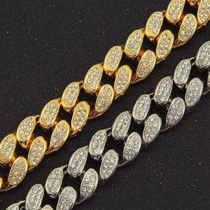 Chaîne cubaine 20mm or et argent avec diamants pavés pour hommes style hip hop urbain