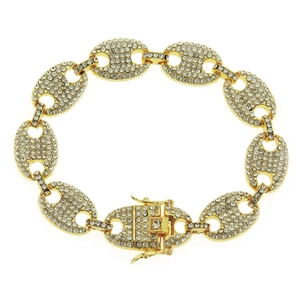 Hip-Hop-Armband in Gold mit bunten Steinen und sicherem Kastenverschluss für Herren