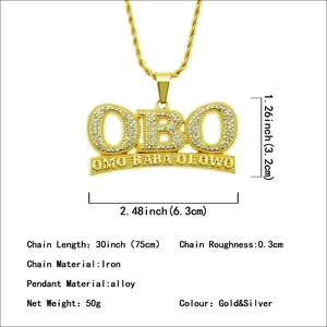 Goldene OBO-Halskette für Herren mit Eis-Effekt und 75 cm langer Hip-Hop-Eisenkette