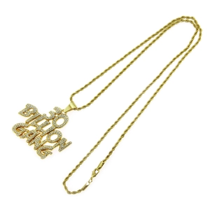 Men's hip hop necklace with 30 Billion Gang letter pendant and gold rope chain