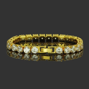 Bracelet de Tennis Hip Hop en Cuivre avec Zirconia pour Hommes Femmes Mode Iced Out Bracelet à Chaîne Gourmette Cubaine Bijoux