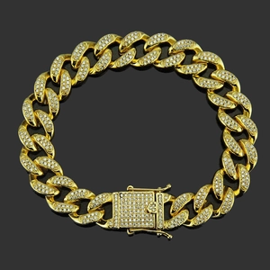 Gourmette Cubaine Hip Hop pour Hommes avec Zirconia et Boucle Papillon Plqué Or Argent Cuivre Bijoux Streetwear