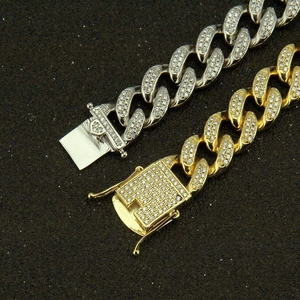 Bracelets à maillons cubains Miami en or et argent avec fermoir papillon en oxyde de zirconium