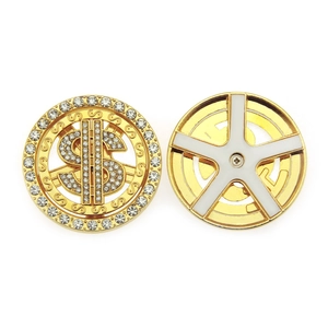 Rotating gold dollar sign charm with sparkling crystals for mobile phone accessories