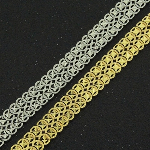 Men's chunky hollow chain bracelet in gold and silver finish with industrial geometric link