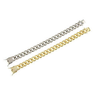 Bracelets Miami Cuban Link avec fermoirs papillon, finitions or et argent glacés