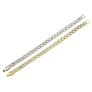 Bracelet tennis classique en cuivre serti de zircons en placage or et argent brillant