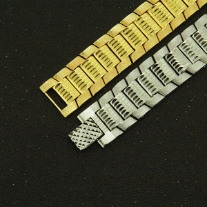 Punk style stainless steel tank chain bracelets in gold and silver finish for men