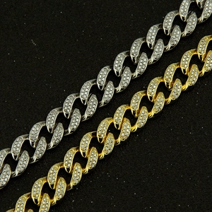 Bracelets à maillons cubains hip hop en or et argent sertis de pierres en zircone