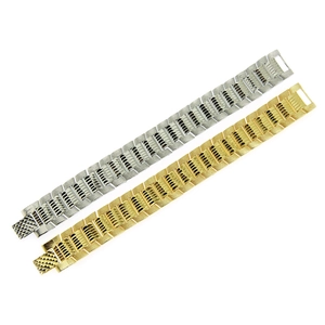 Mens punk chain bracelets in gold and silver steel with brushed texture and fold clasp