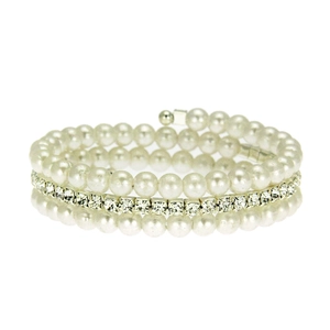 Elegant multi-layer vintage pearl and rhinestone spiral wrap bracelet for women
