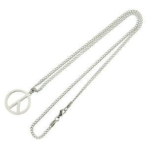 Minimalistische Edelstahlkette mit poliertem Friedenssymbol-Anhänger an einer Panzerkette