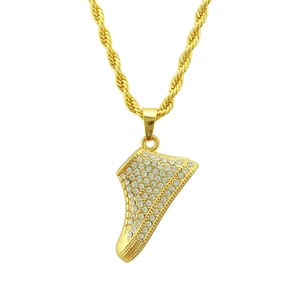 Χιπ Χοπ Iced Out Σκουλαρίκι Κολιέ με Μενταγιόν Αθλητικό Παπούτσι Χρυσό Χρώμα Κράμα Στρας Σχήμα Παπουτσιού Κοσμήματα για Άνδρες