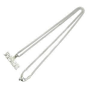Street style stainless steel necklace featuring a gothic 'JUSTICE' letter pendant in silver