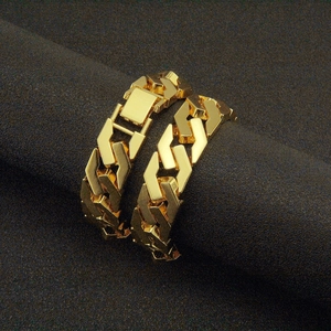 Bracelet gourmette doré pour hommes au design de chaîne géométrique industrielle robuste