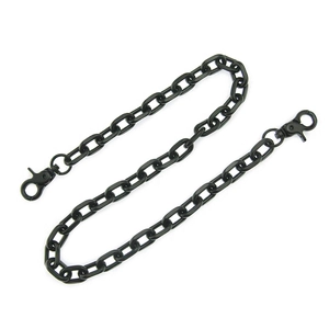 Matte black punk oval Cuban link trouser chain with dual rotating lobster clasps