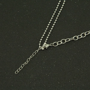 Polished stainless steel lock pendant necklace with bead chain and lobster clasp