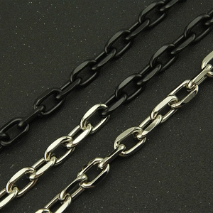 Men's oval Cuban chain trouser accessory in matte black and polished silver finish
