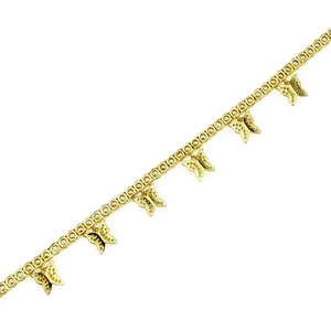 Detail of gold-plated tennis bracelet with six micro-paved zircon butterfly charms