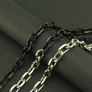 Punk style oval link Cuban pants chain in black and silver metal for men and women