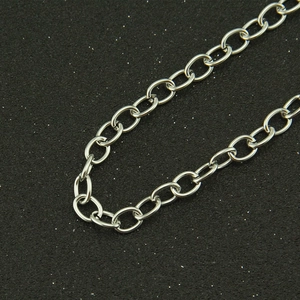 Close-up of polished silver stainless steel cable chain links for hip hop necklaces