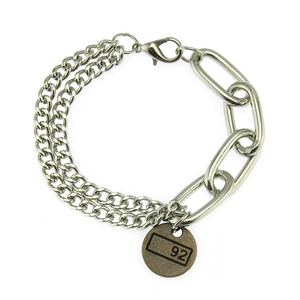Spliced Cuban Chain Bracelet With Round 92 Tag Retro Punk Style Alloy Electroplated Metal Wristband For Men Women Jewelry
