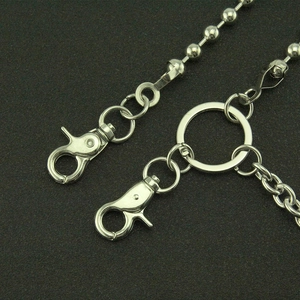 Cool punk style silver ball chain trousers chain with lobster clasps and metal ring