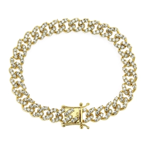 Bracelet Maille Gourmette Iced Out Pour Hommes Femmes Cuivre Zirconia Bijoux Hip Hop 8mm Large Or Argent Pavé Cadeau