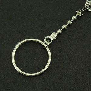 Polished silver metal hip-hop belt chain with large rings and ball beads for men
