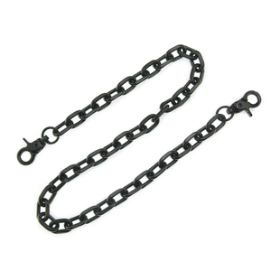 Hip-hop black metal Cuban chain pants belt accessory with dual swivel lobster clasps