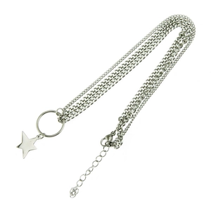 Minimalist layered titanium steel necklace featuring polished star and circle pendants