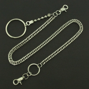 Men's hip-hop metal pant chain with chunky links, large iron rings and lobster clasps