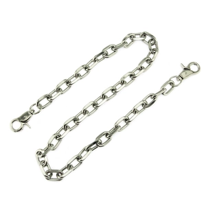 Chunky silver metal Cuban link pants chain with double lobster clasps for hip-hop style