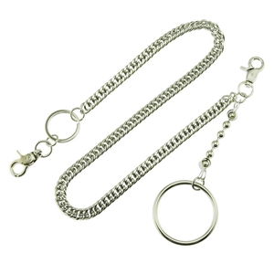 Men's Punk Street Pants Chain Silver Tone Metal Cuban Link Waist Chain Creative Big Ring Nightclub Hip Hop Jeans Accessories