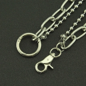 Hip-hop silver metal multi-layer trousers chain with spring ring and lobster clasp