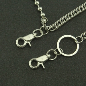 Punk silver metal wallet chain with lobster clasps and key rings for men streetwear