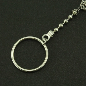 Silver punk style hip-hop waist chain with large iron ring and polished Cuban chain links
