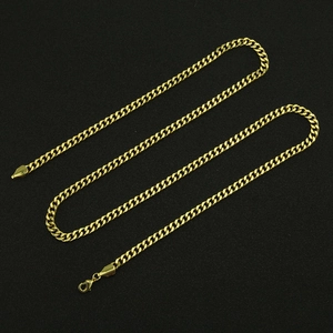 Classica collana a catena barbazzale dorata per uomo e donna con finitura lucida e chiusura