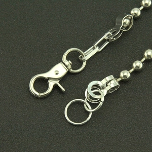 Minimalist silver bead chain necklace with lobster clasp and metal ring connector