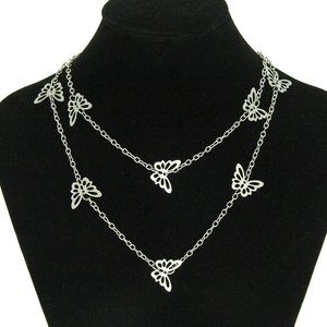 Eisen Legierung Hohl Schmetterling Anhänger Halskette Choker Für Damen Koreanisch Minimalistisch Ins-Stil Silber Schmuck Geschenk