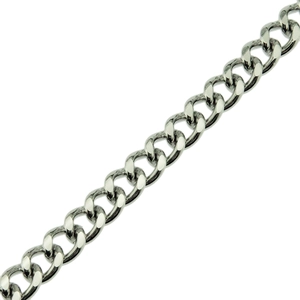 Polished silver Cuban link chain for trousers with metallic belt clip for men