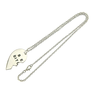 Silver half-heart pendant necklace with BEST BITCH engraving and classic O-chain