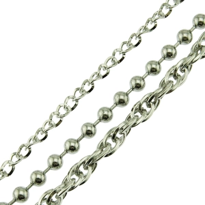 Three-layer punk silver metallic pants chain featuring bead and cable link styles