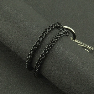 Hip hop matte black curb chain trouser link with industrial metal hook and wheat weave