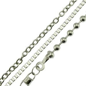 Lot de trois chaînes de pantalon punk avec maillons O-ring, box et billes en argent poli