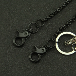 Hip hop black curb metal pants chain with heavy duty lobster clasps and key ring