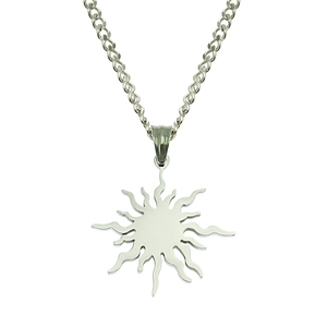 Hip Hop Irregular Sunburst Pendant Necklace For Men Titanium Steel Stainless Steel Silver Color Cuban Chain Jewelry Gift
