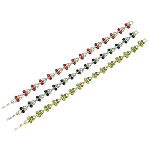 Elegant ladies bracelets set with colorful rhinestones in red, black, and green gems